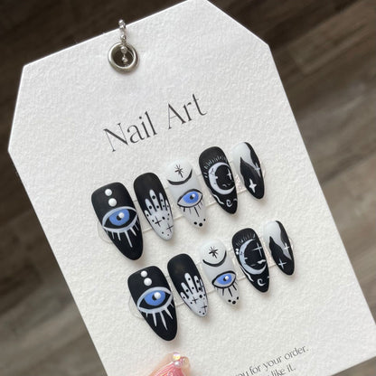 All-Seeing Eyes Edgy | Black & White | Press On Nails
