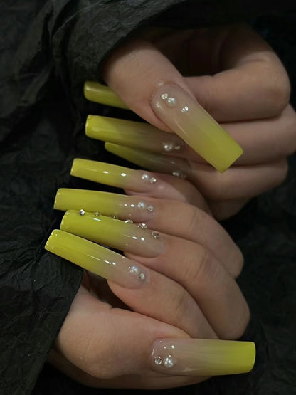 Extra Long Gradient | Yellow | Club Hip Hop | Press-On Nails-TAGLESSNAILS