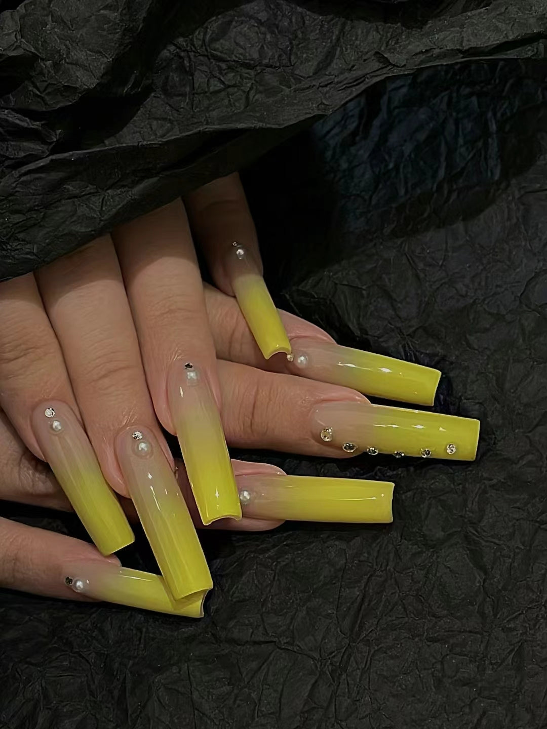 Extra Long Gradient | Yellow | Club Hip Hop | Press-On Nails-TAGLESSNAILS