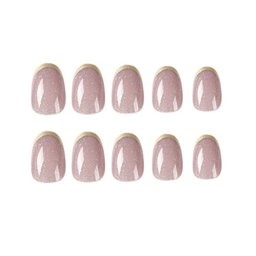 FRENCH GOLD EDGE | NUDE | GENTLE FRENCH | SHORT NAILS | 24NAILS-TAGLESSNAILS