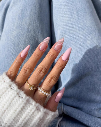 PINK WAVES | PINKS | ALMOND | PRESS ON NAILS
