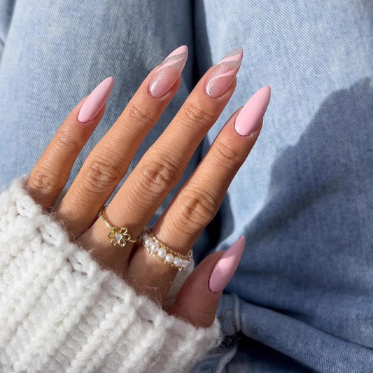 PINK WAVES | PINKS | ALMOND | PRESS ON NAILS