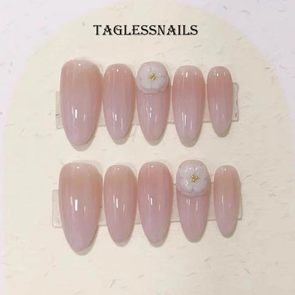 Pure Desire Camellia | Nude | Gradient | Almond Shape | Press-On Nails-TAGLESSNAILS