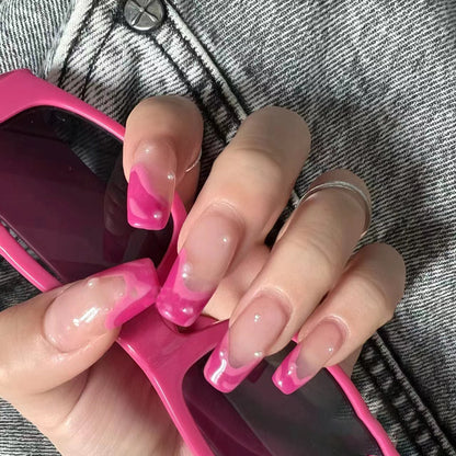 Spicy Barbie French Tip | Hot Pink | Press On Nails