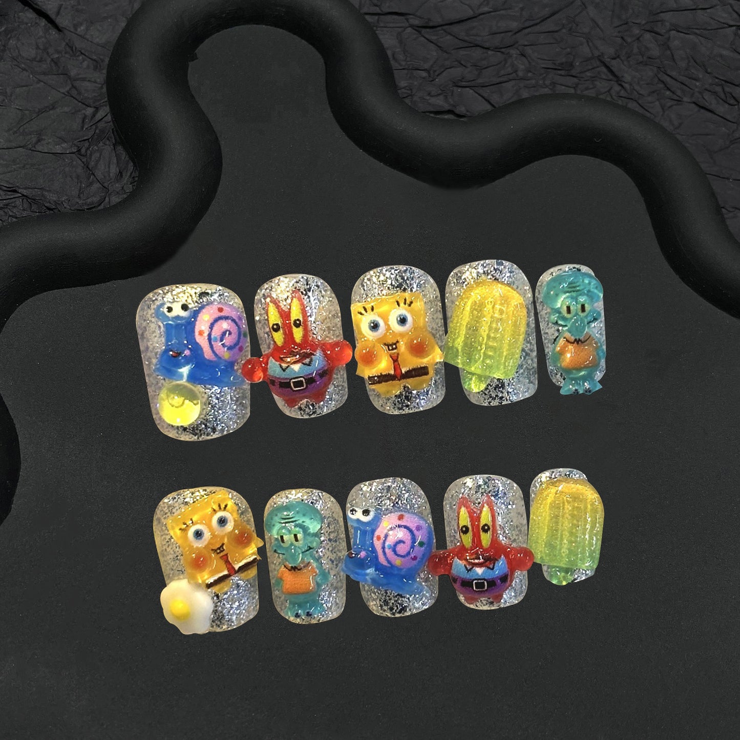 Spongebob Squarepants | Multi- Color | 3D Cartoon | Press On Nails